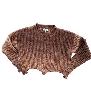 Earthbound trading desert dusk ombré orange distressed semi crop sweater small